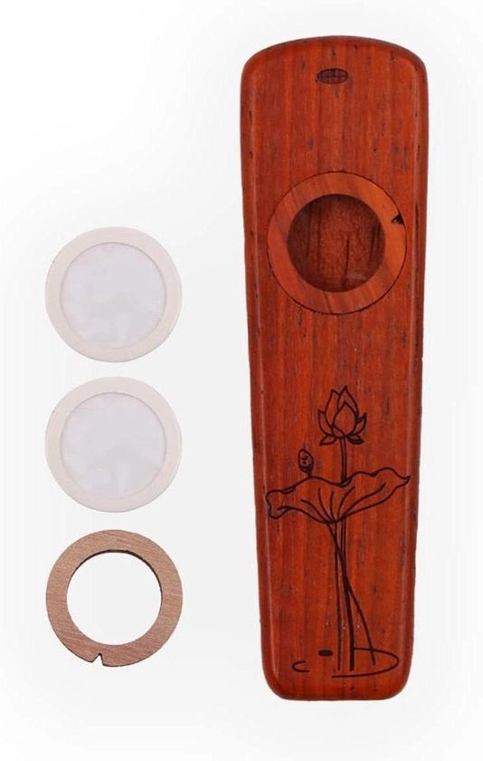 Kazoo Portatile in Legno per Chitarra e Ukulele con Scatola Regalo in Metallo