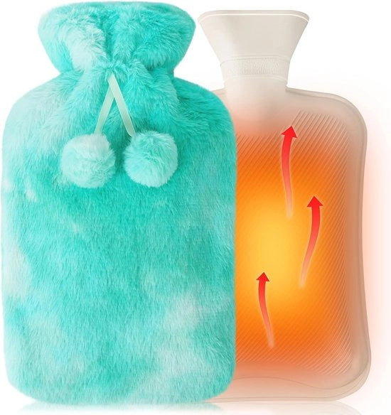 Termos di 2 litri con rivestimento morbido - termos di acqua calda in gomma per mani e piedi caldi - blu