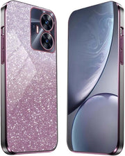 Hoes in Silicone TPU con Struttura in Acciaio Elettroplaccato e Protezione Shockproof Anti-Scalfetto per Realme C55 in Rosa con Etichetta Lucida.