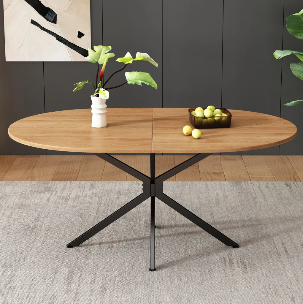Tavolo da pranzo ovale per 4-6 persone in MDF colore naturale