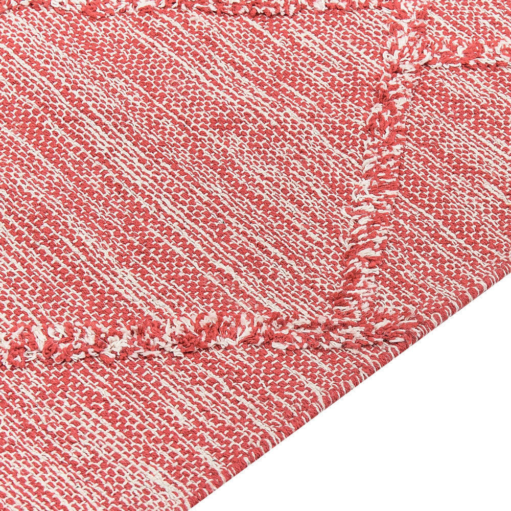 Tappeto rosso 140 x 200 cm cotone disegno geometrico soggiorno camera da letto