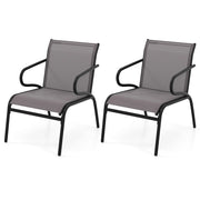 Sedie da bistro moderne da esterno con braccioli per piscina in metallo-Set di sedie da patio 2 con tessuto traspirante e struttura Grigio