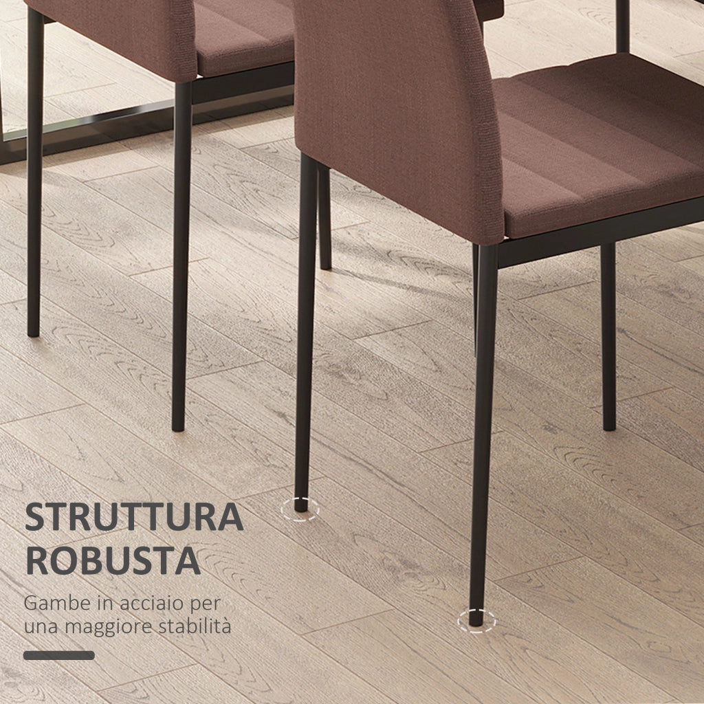 Set 4 Sedie 41x50x97 cm in Tessuto Cachi