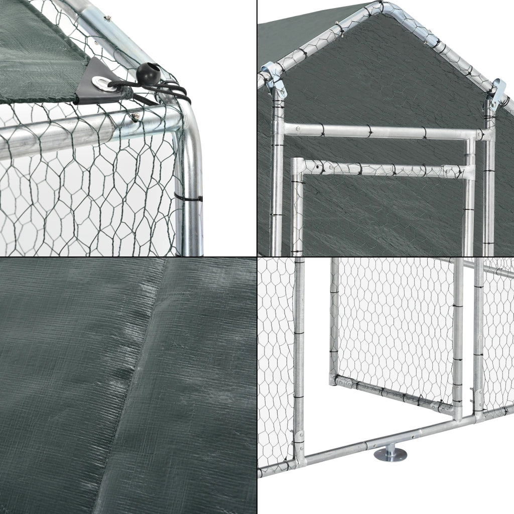 Gabbia per Pollame Wels con Tettuccio Parasole e Recinzione Rete Metallica 3x2x2 m pro.tec
