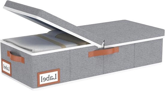 Cassettiera per Abbigliamento con Coperchio e Borsa di Stoccaggio Pieghevole con Maniglie per lenzuola coperte abbigliamento 60x30x15cm Grigio