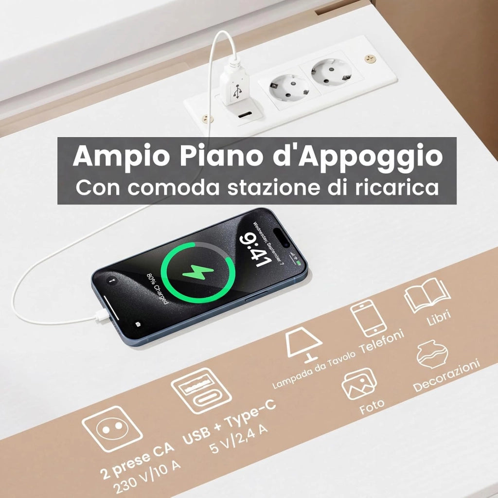 Comodino Camera da Letto 37 x 34 x 66,5cm, Cassettiera in Legno Moderno con 3 Cassetti, Mobile Salvaspazio per Soggiorno, Ufficio e Camerretta (2,Bianco)