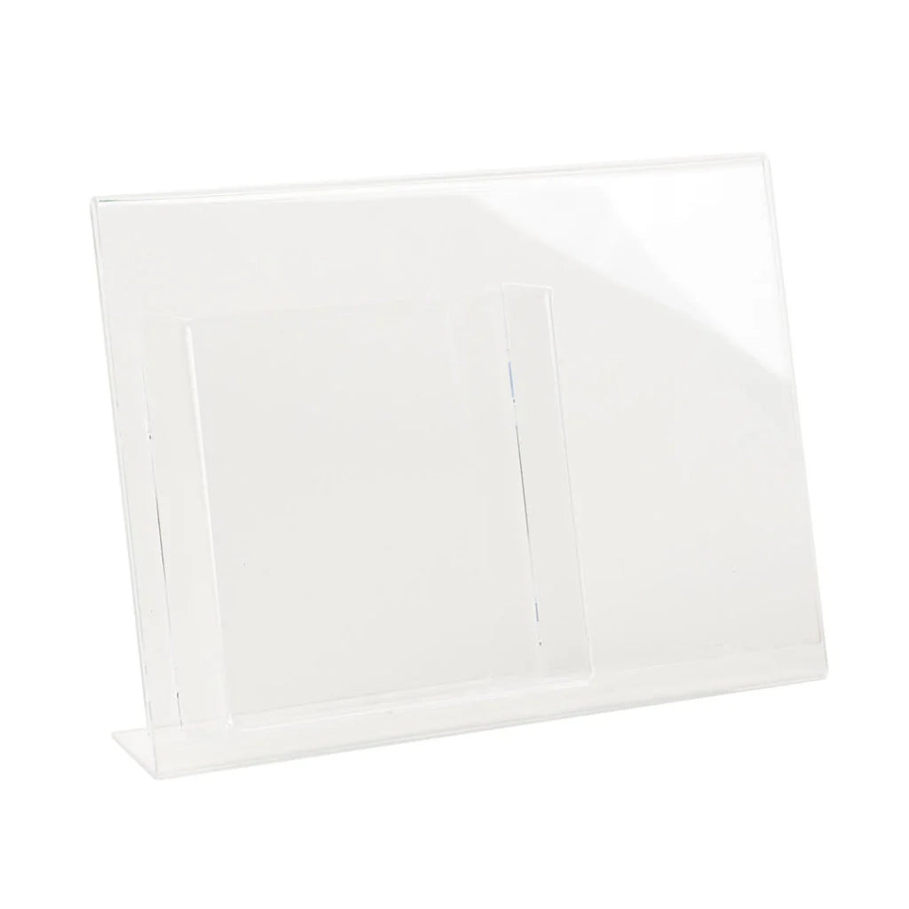 Porta avvisi in plexiglass monofacciale A4 con tasca A5 base a L
