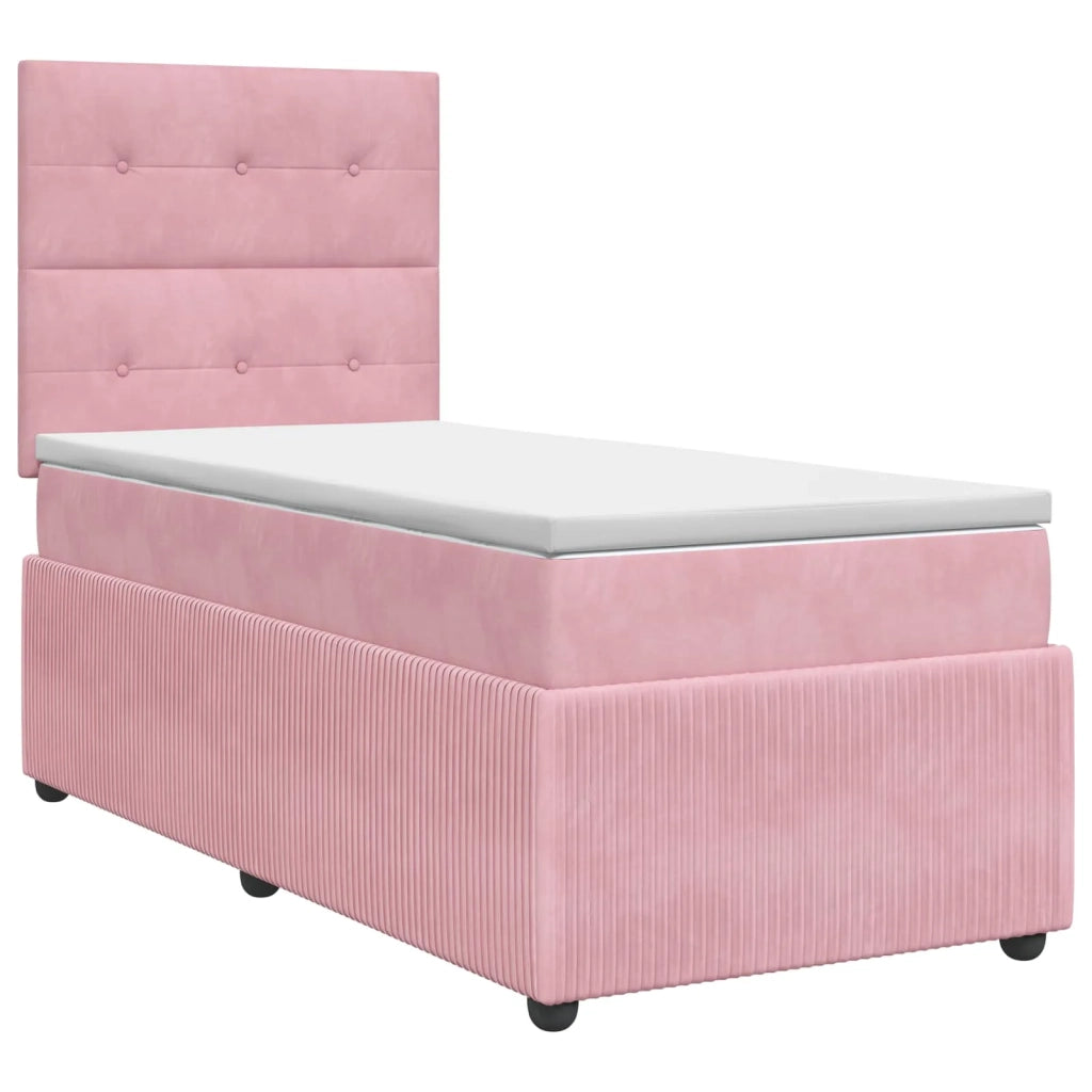 Letto box spring con materasso Rosa 90 x 190 cm Velluto 3454516