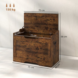 Panca Contenitore da 103L Multifunzione 75x40x56 cm color Legno con Cuscino in Tessuto Grigio