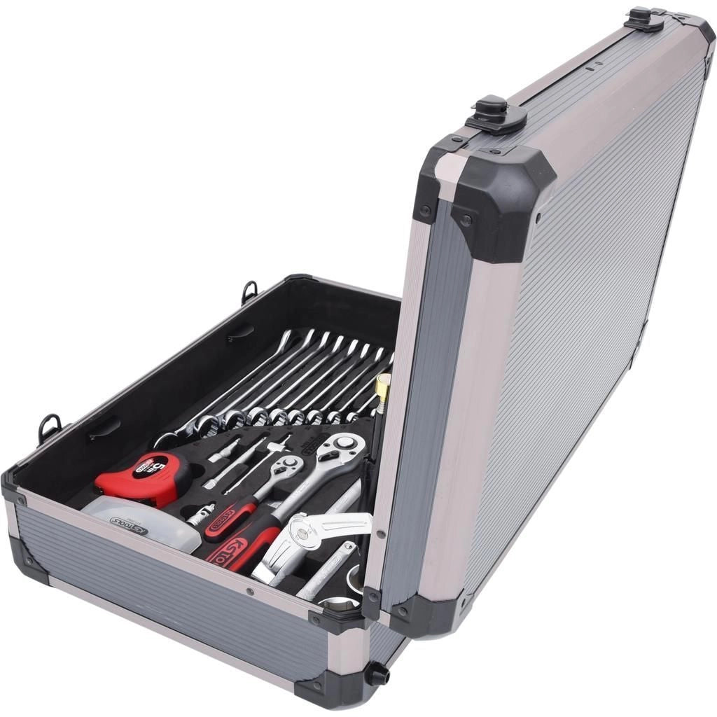 KS Tools 911.0649 Serie Universale di Utensili 149 Pezzi in Acciaio al Cromo Vanadio con Valigetta in Alluminio Attacchi 1-4'' e 1-2'' Meccanismo a Cricco 72 Denti colore Nero