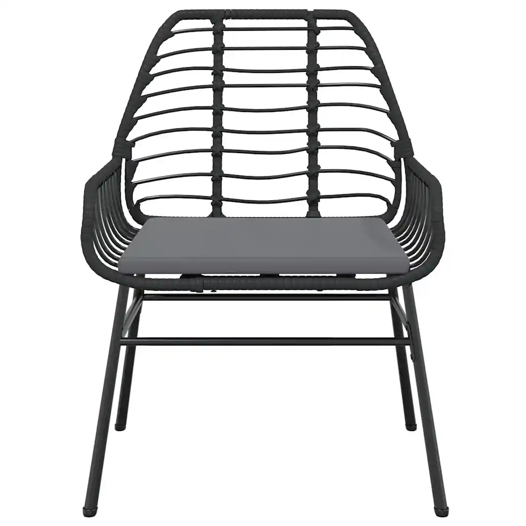 Sedie da Giardino con Cuscini 2 pz | Sedie da Esterno Nere in Polyrattan