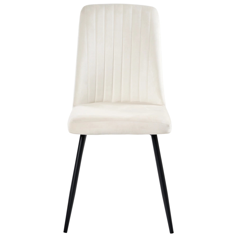 Set di 4 sedie da pranzo con seduta in velluto imbottito Stile moderno Senza braccioli Gambe in ferro bianco sporco