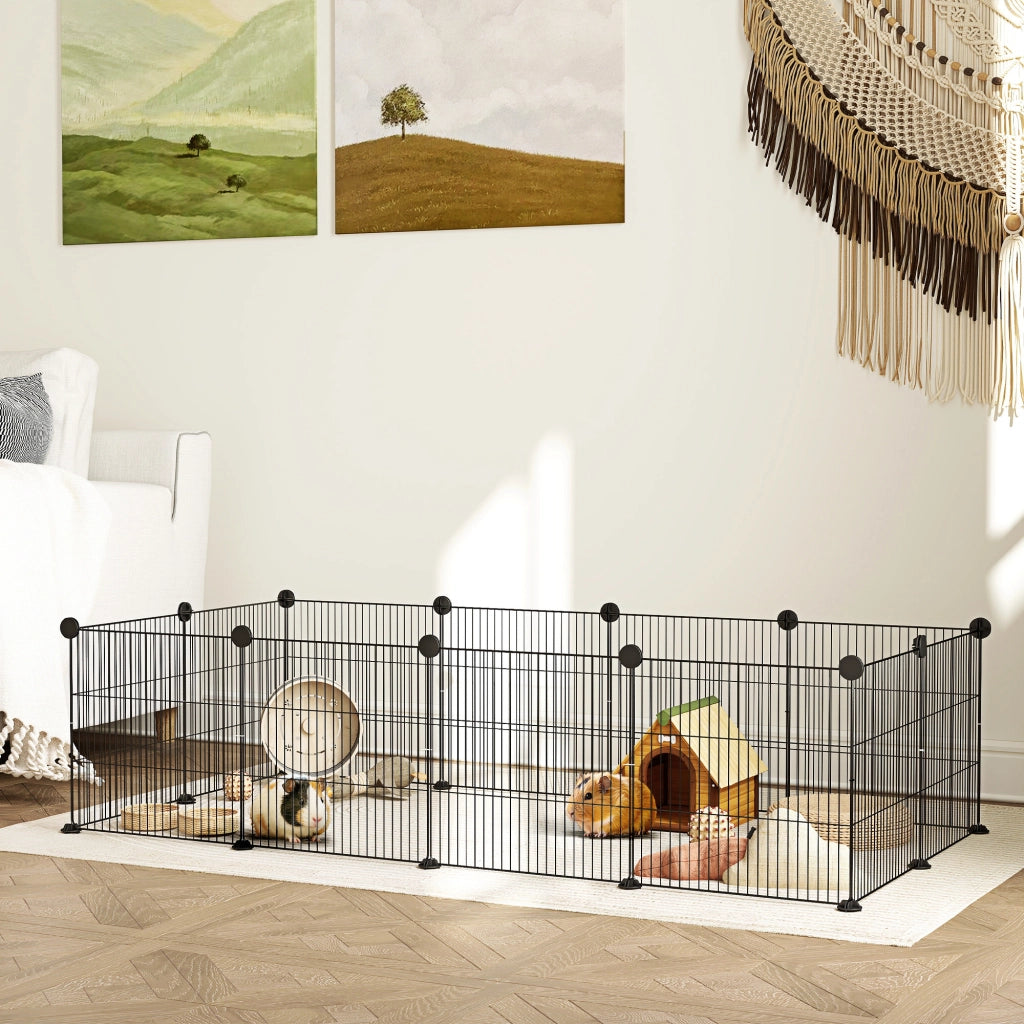 Recinto per Animali Modulabile ¨C zephmum ¨C Nero, Metallo e ABS, 140x70x35 cm