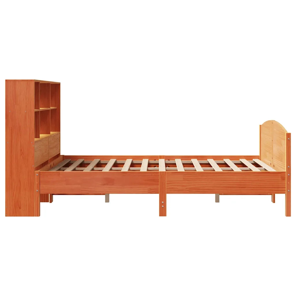 Letto Libreria senza Materasso Marrone Cera 120x200 cm in Pino 3323109