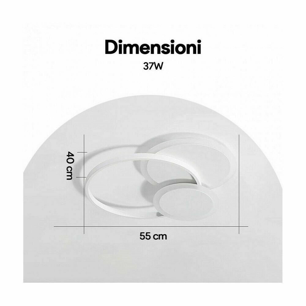 LAMPADARIO MODERNO LED PER CAMERA DA LETTO SOGGIORNO PLAFONIERA DA SOFFITTO 37W LUCE FREDDA 6500K