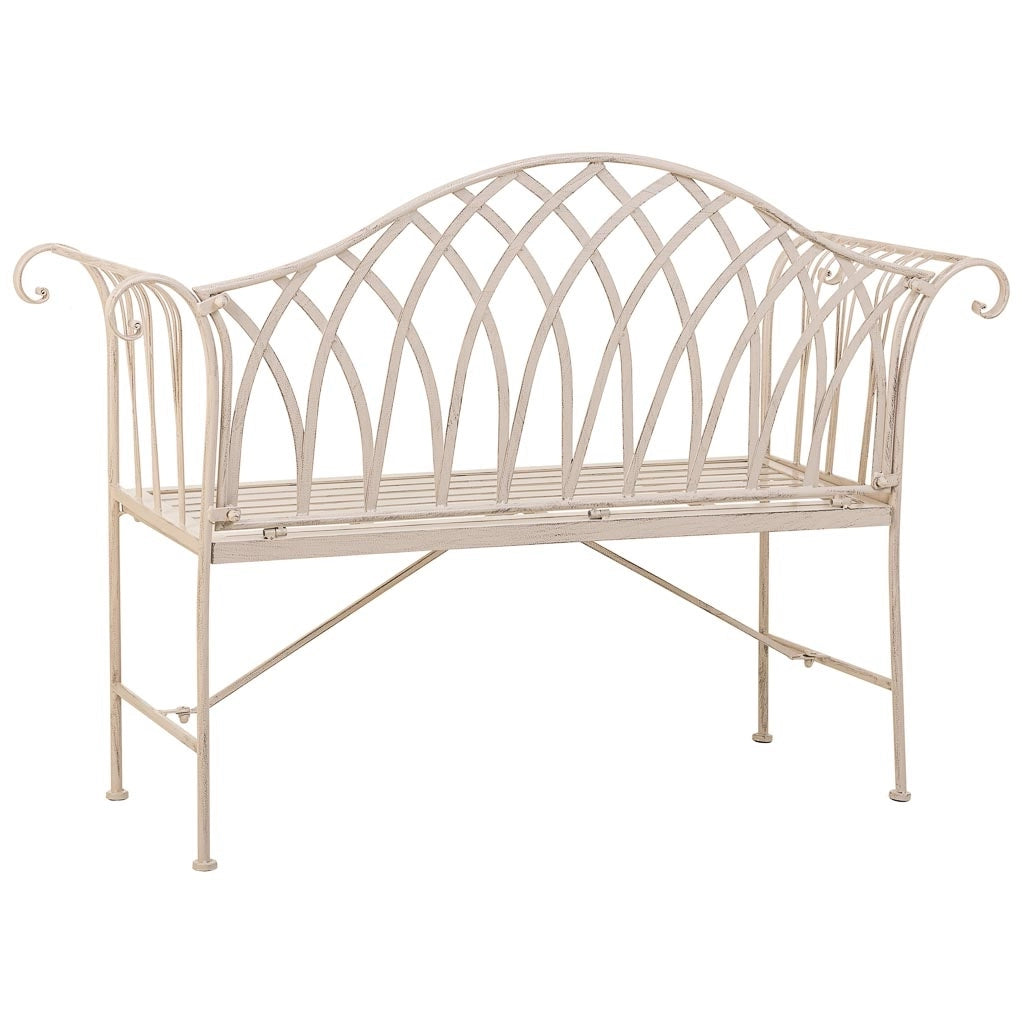 Sgabello in ferro battuto bianco 110x50x88h