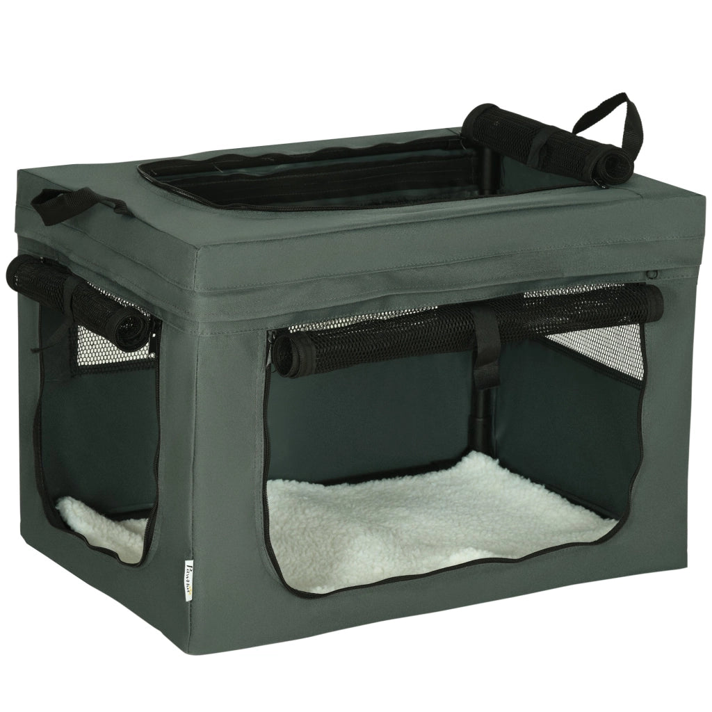 Borsa di trasporto pieghevole per cani di piccola taglia 60 x 42 x 42 cm 3 porte ventilazione moderno contemporaneo in poliestere grigio 21_0007238