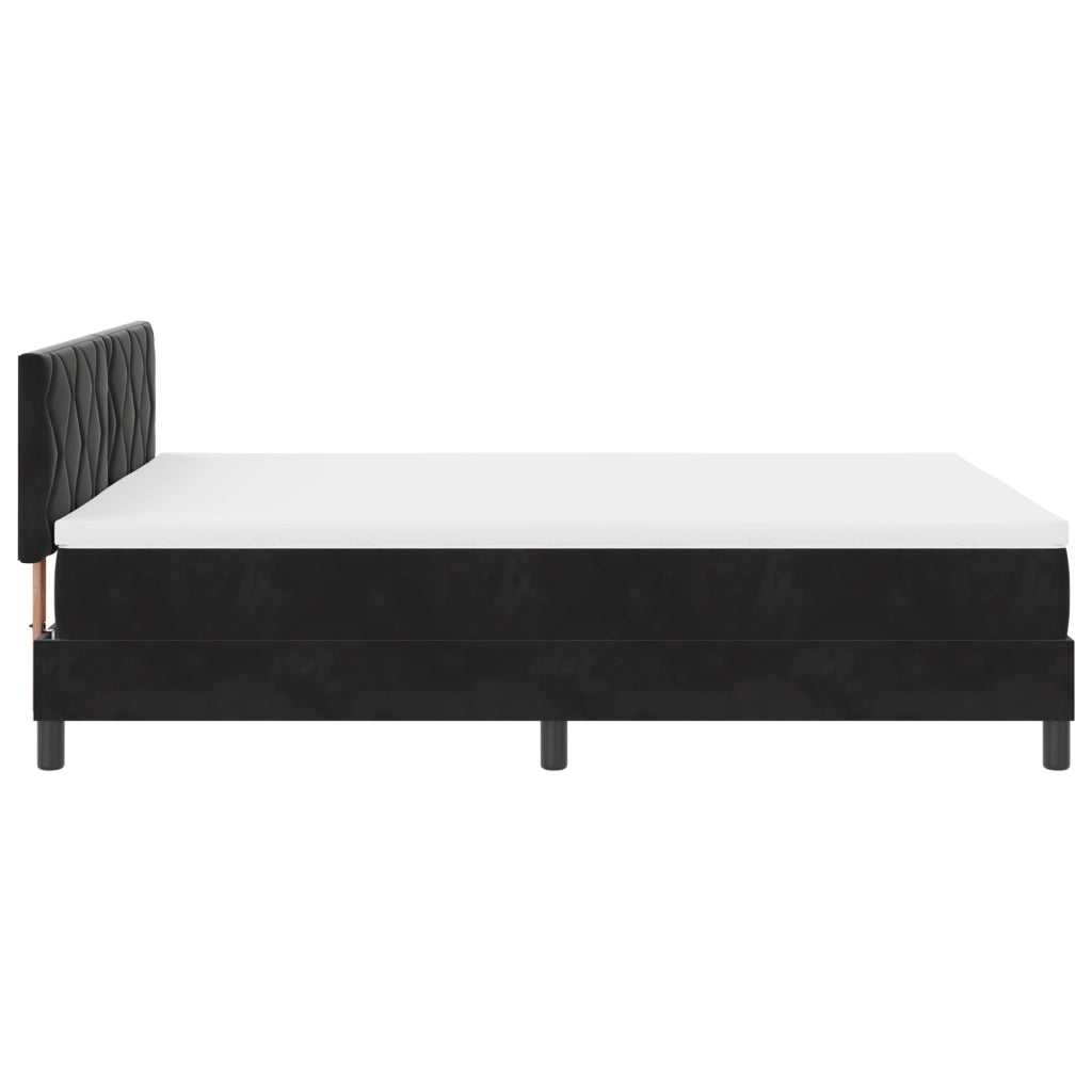 Letto Box Spring con Materasso e LED Nero 140x200 cm Velluto