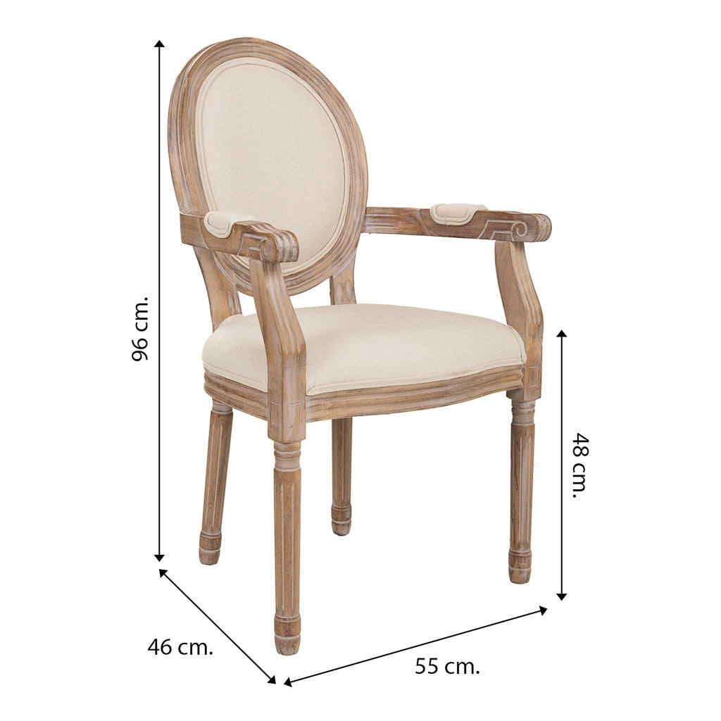 Sedia in legno imbottita beige 55x46x48/96h