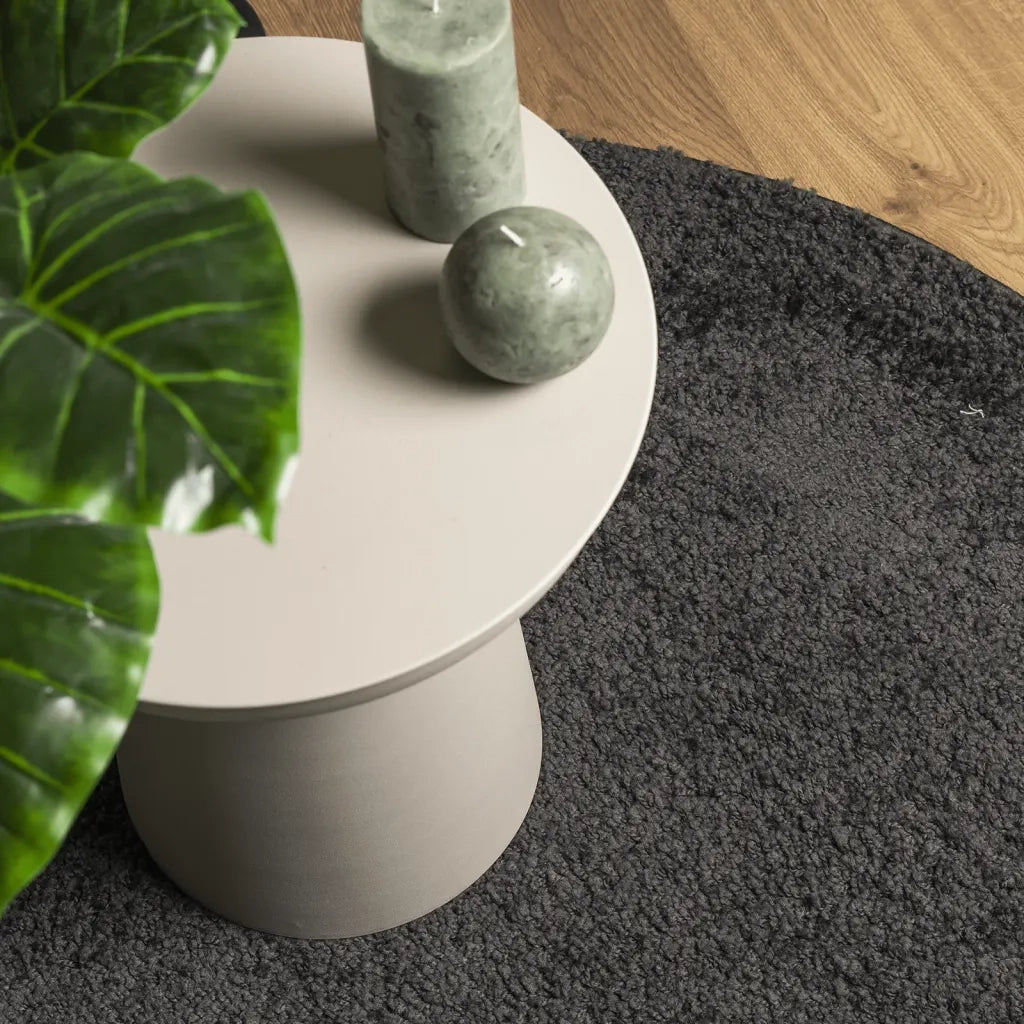 Tappeto Shaggy PAMPLONA a Pelo Lungo Moderno Nero Ø 80 cm 375199