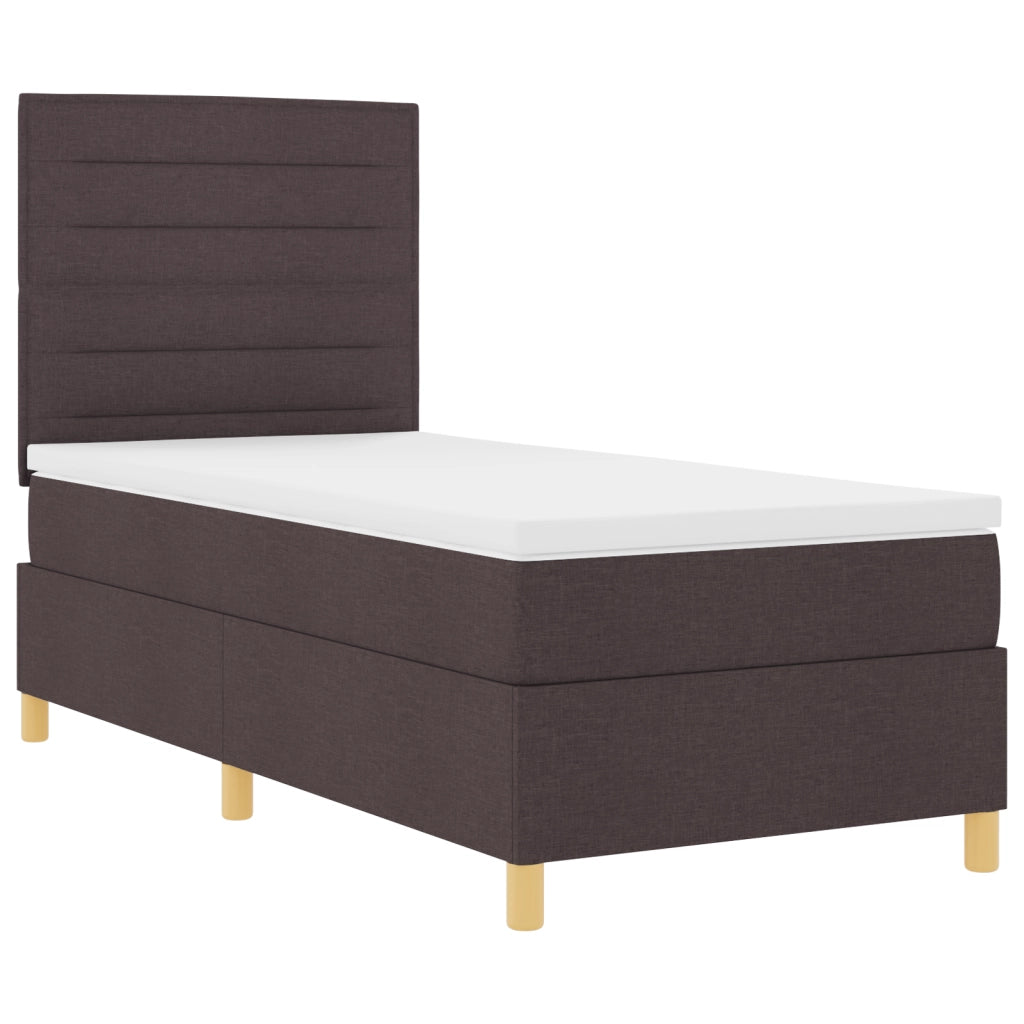 Letto a molle con materasso marrone scuro 100x200 cm Tessuto
