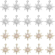 Zirkonia Sterhangers 20 Stuks - Lichtgoud/Zilver - Sterne Scintillanti - Hanger Celestiale - Per Gioielli/Colli/Bracciali - Ideale per Creazioni Artistiche - Hanger per Gioielli