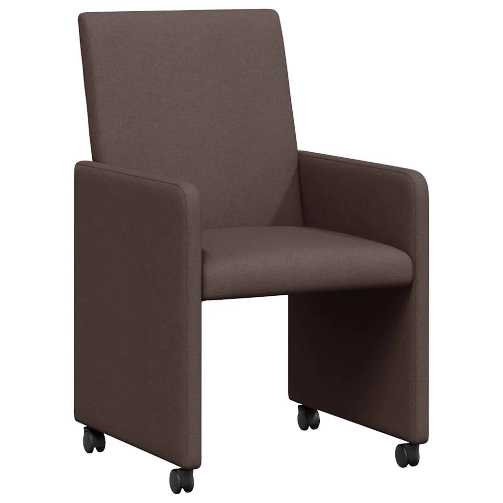 Sedie da Pranzo con Ruote 2 pcs Marrone Scuro 57 x 66 x 94 cm 42017811