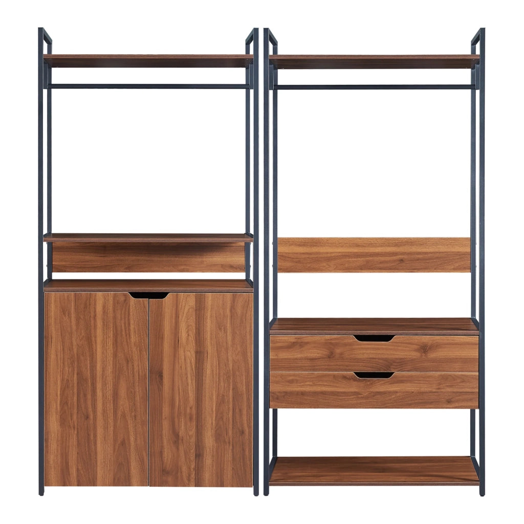 Set di 2 appendiabiti armadio a 2 cassetti effetto noce nero 03_0009378