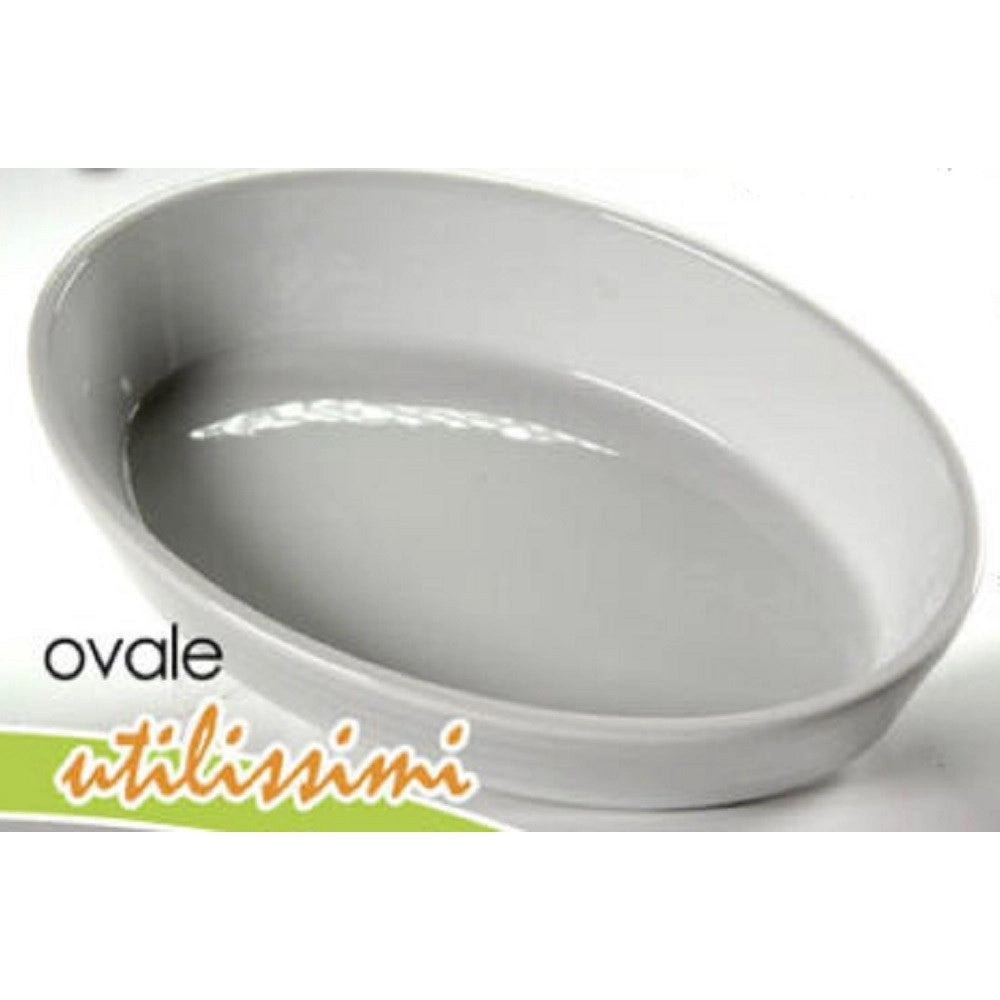Trade Shop - Pirofila Ovale Bianca Teglia Forno Lasagnera 27x18,5x5,5cm In Porcellana 646744 -