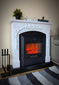 Camino Elettrico da Pavimento 97,5x90x25 cm Effetto Fiamma 2000W Casanova & Cristina Bianco/nero