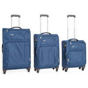 Set 3 Valigie Trolley Morbide in Poliestere 4 Ruote TSA Ravizzoni Raffaello Blu