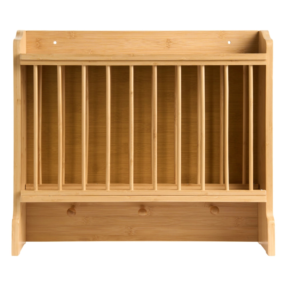 Scaffale portapiatti in bambù marrone chiaro da parete con ganci per tazze Ripiano da cucina Accessori da cucina in stile rustico