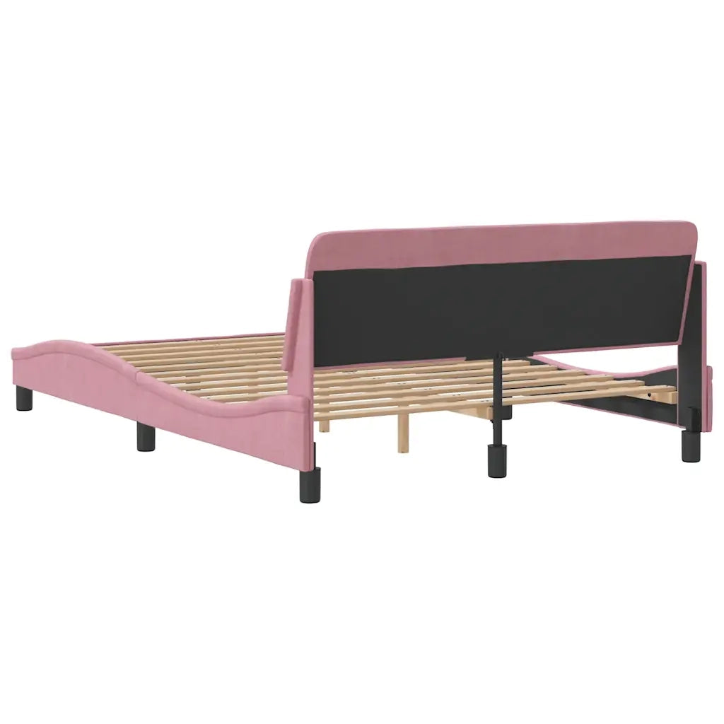 Giroletto con Testiera-Struttura letto con testiera Dover Rosa 120x200 cm Velluto