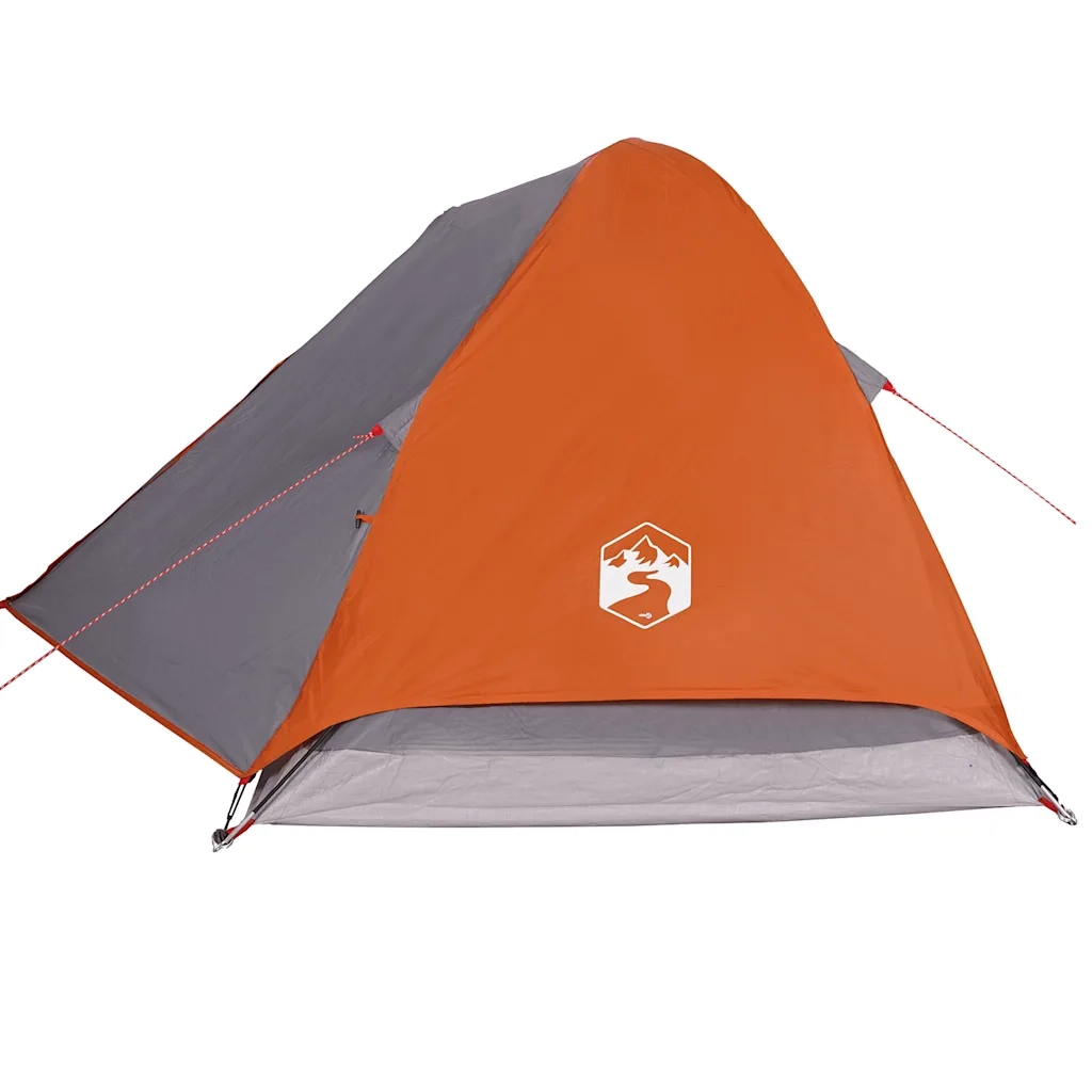 Tenda da Campeggio a Cupola 2 Persone-Tenda per Escursionismo Grigio e Arancione 717956
