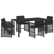 Set da Pranzo per Giardino 5 pz | Set Salotto da Giardino Nero polyrattan