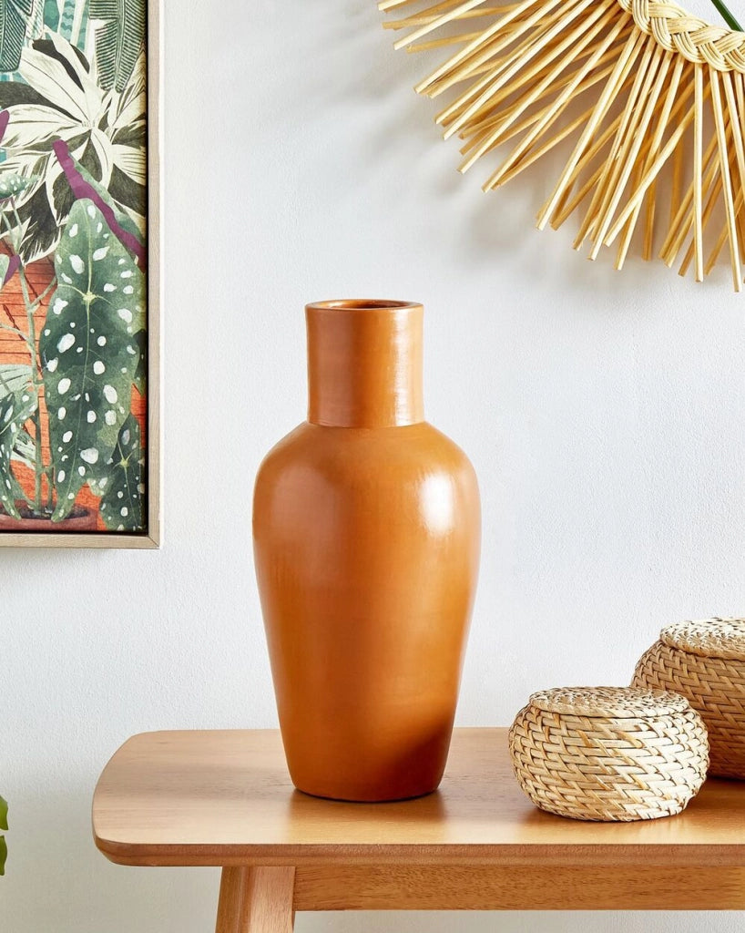 Vaso da fiori in terracotta arancione 37 cm stile invecchiato soggiorno camera da letto