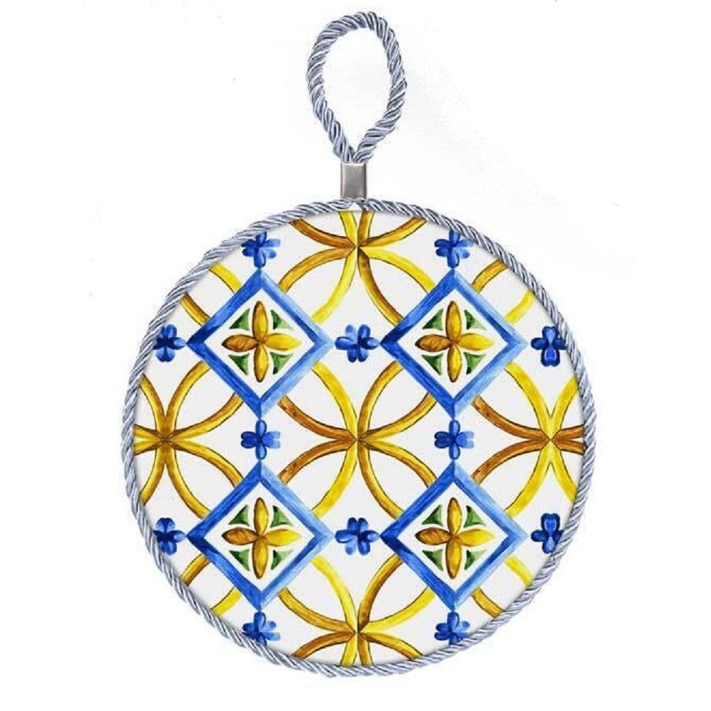 Trade Shop - Quadro Quadretto Tonda 18cm Ceramica Terra D'amuri Con Cordino Decori Ass. 816543 -