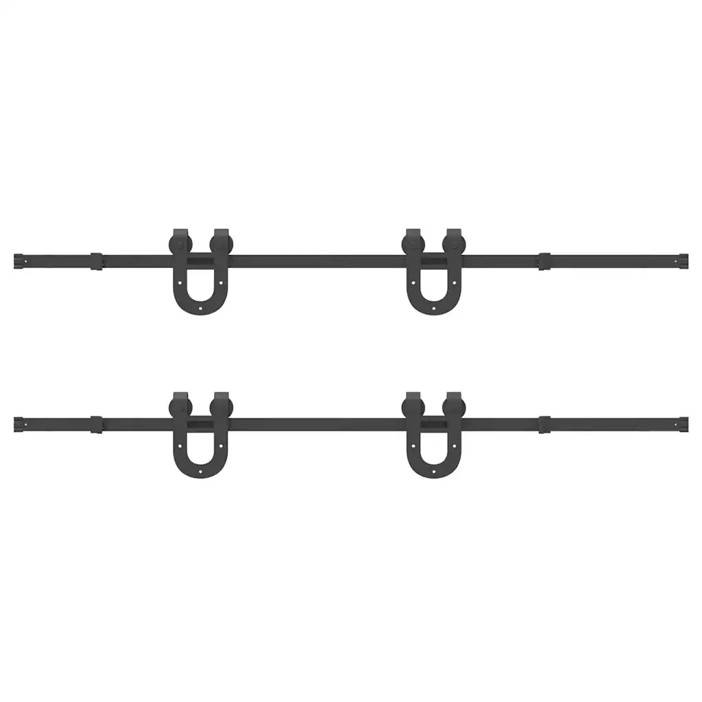 Kit di Binari per Porte Scorrevoli 400 cm Acciaio Nero