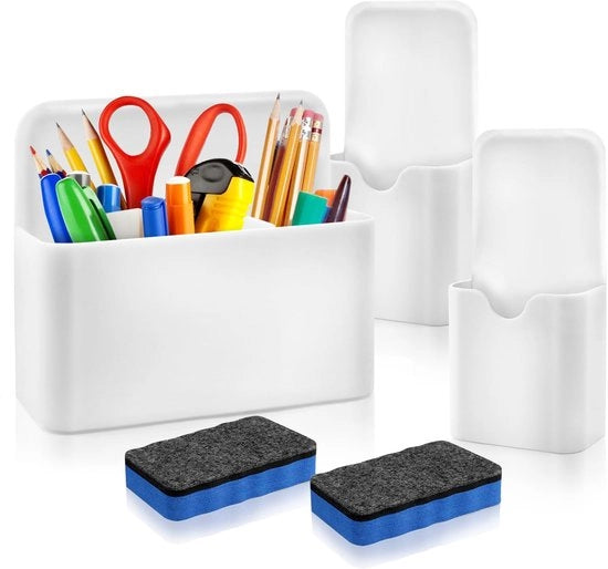 3 pacchi di penne adesivi, penne adesivi con 2 spugne per lavagna bianca, accessori lavagna bianca, penne adesive per frigorifero, scuola, ufficio (bianco)