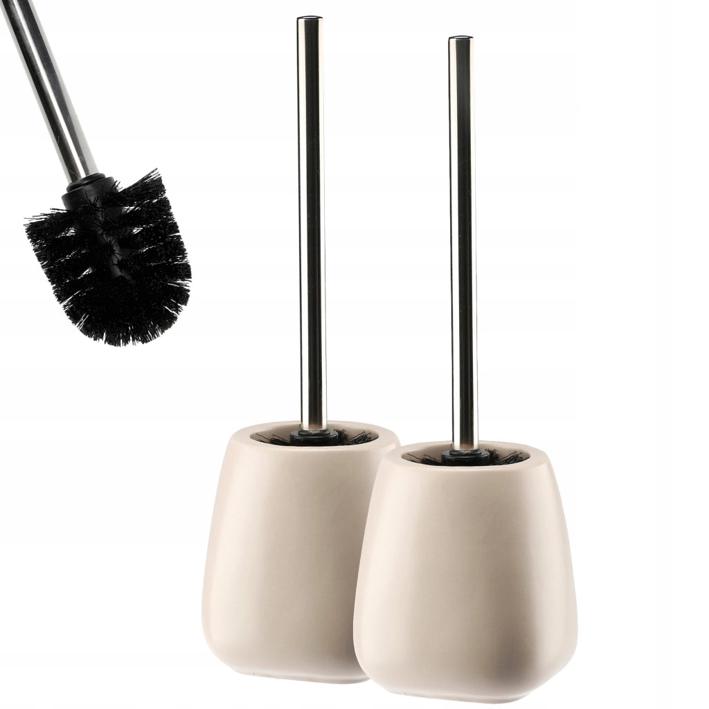 Set di 2 scopini per WC in ceramica beige KADAX