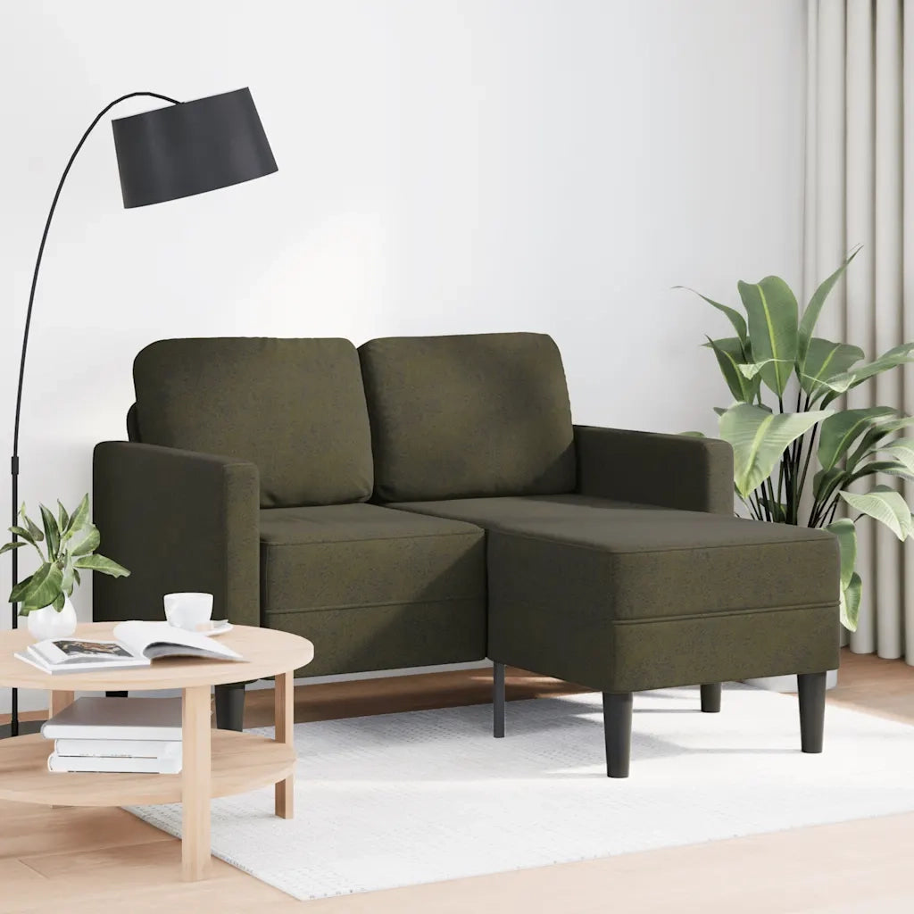 Divano 2 Posti con Chaise a L Verde Militare 125 cm Similpelle 4107091