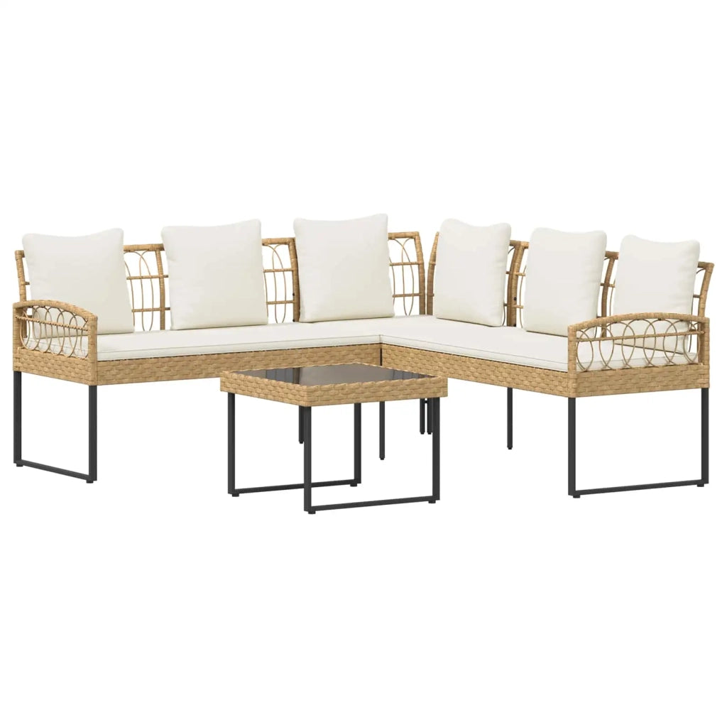 Set Divano da Giardino 2 pcs Naturale Rattan sintetico Acciaio