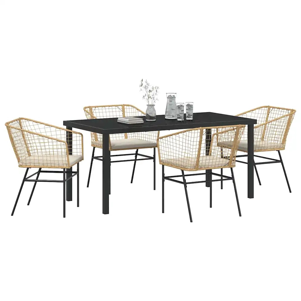 Set da Pranzo per Giardino 5 pz | Set Salotto da Giardino Marrone polyrattan