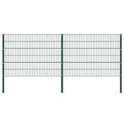 Pannello di Recinzione con Pali in Ferro 3,4x1,2 m Verde