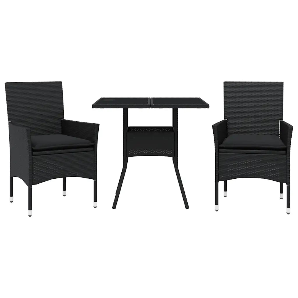Set da Pranzo da Giardino 3 pz con Cuscini Polyrattan e Vetro 3278601