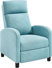 Poltrona Reclinabile a Multilivello, Chaise Longue con Poggiapiedi Regolabile, Poltrona Relax Singolo, Con Schienale Alto, Seduta Imbottita, Lino, Blu, SKS58bl