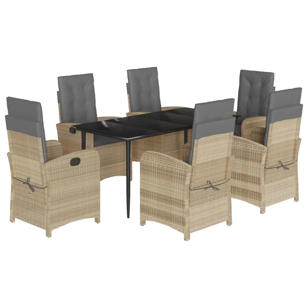 Set Pranzo da Giardino 7 pz con Cuscini Beige Misto Polyrattan 3212396