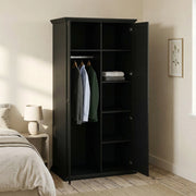 Guardaroba 2 ante Darby, Mobile camera da letto, Cabina armadio portabiti, Armadio appendiabiti, 96x63 h200 cm, Nero