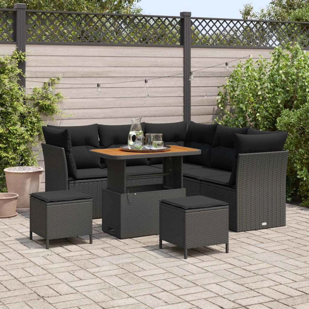 Set Divano da Giardino 8 pcs Nero polyrattan 3361484