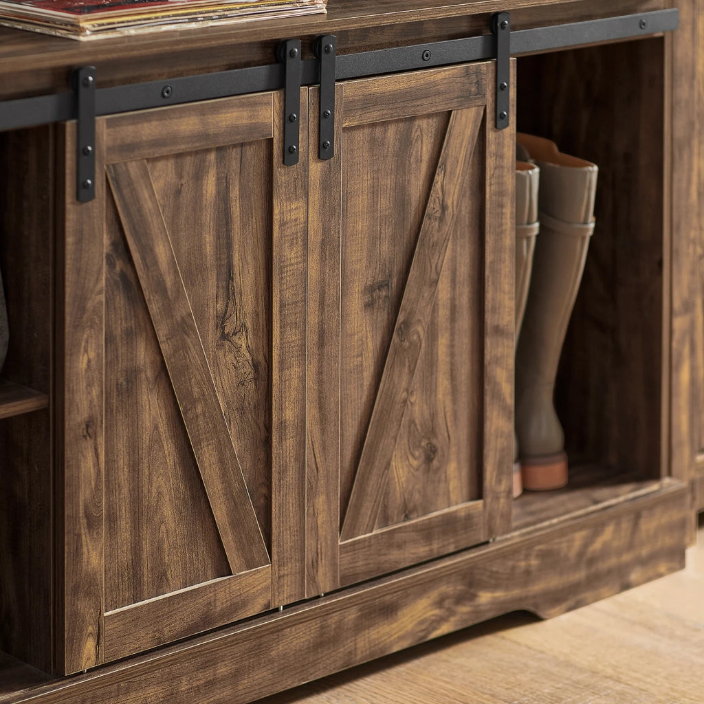 Credenza con ante scorrevoli, Mobile da ingresso, Scarpiera, Armadietto multifunzionale Marrone FSB60-N SoBuy